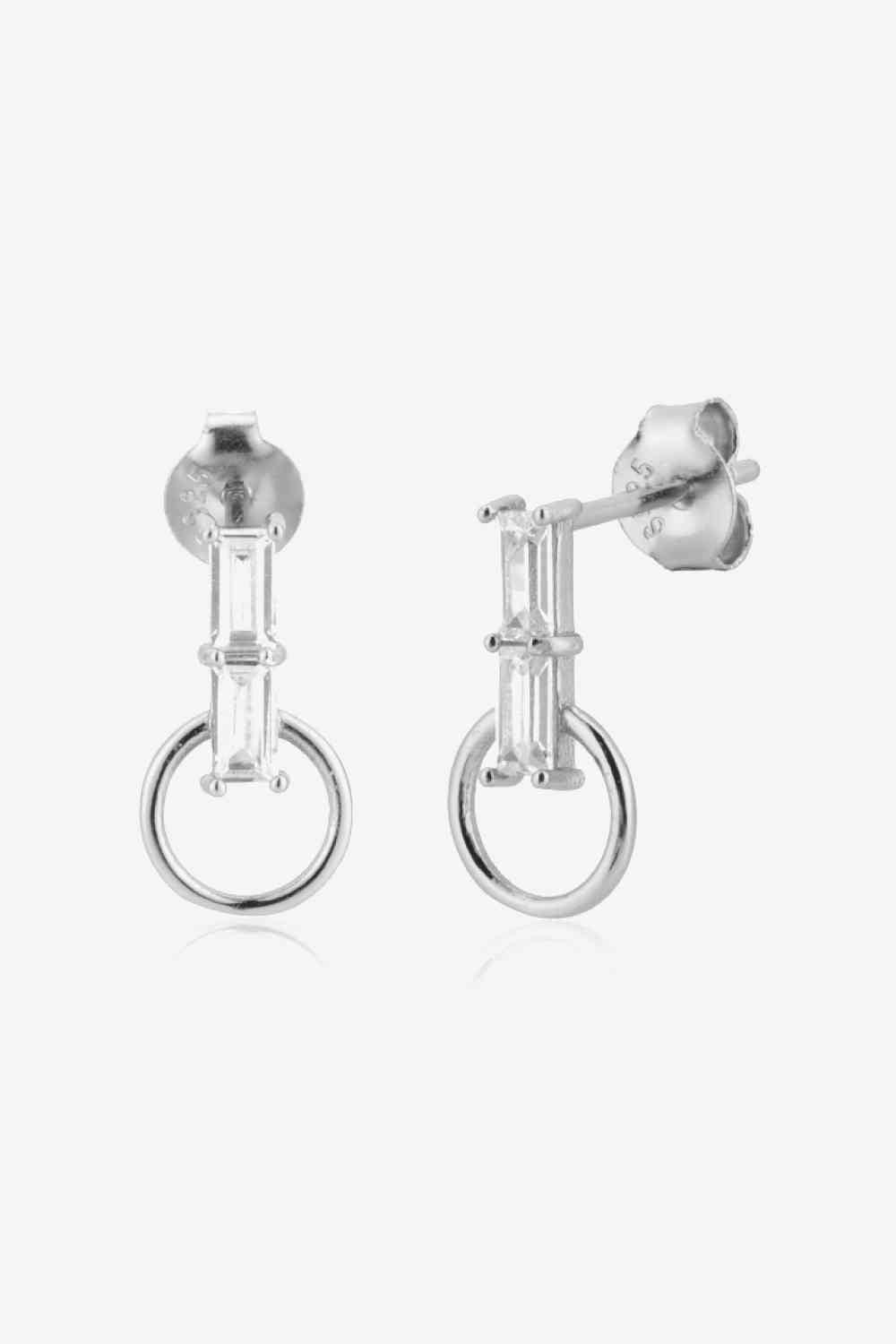 Boucles d'oreilles pendantes créoles en argent sterling 925 avec zircon