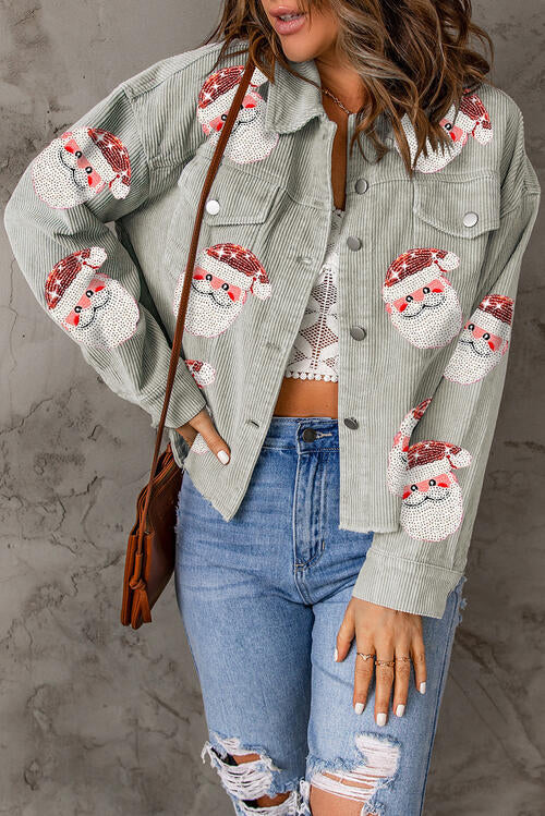 Veste Santa à sequins boutonnée haute et basse sur le devant