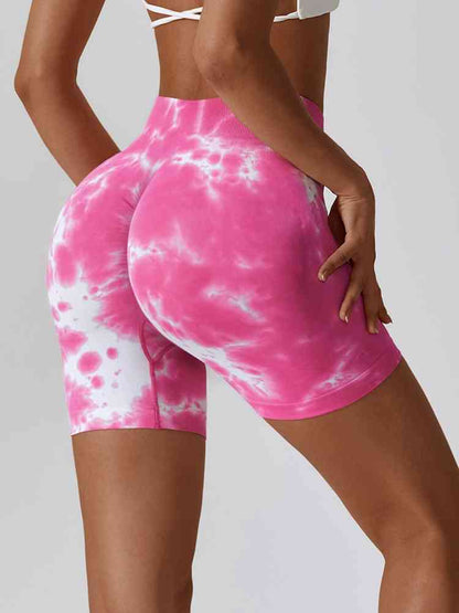 Short de sport coupe slim à large ceinture tie-dye