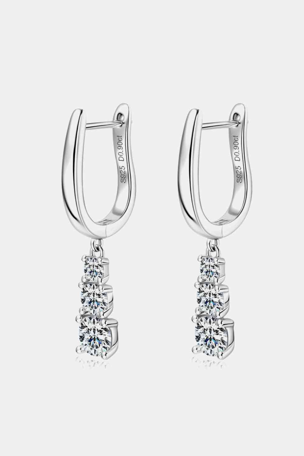 Boucles d'oreilles pendantes en argent sterling 925 moissanite 1,8 carat