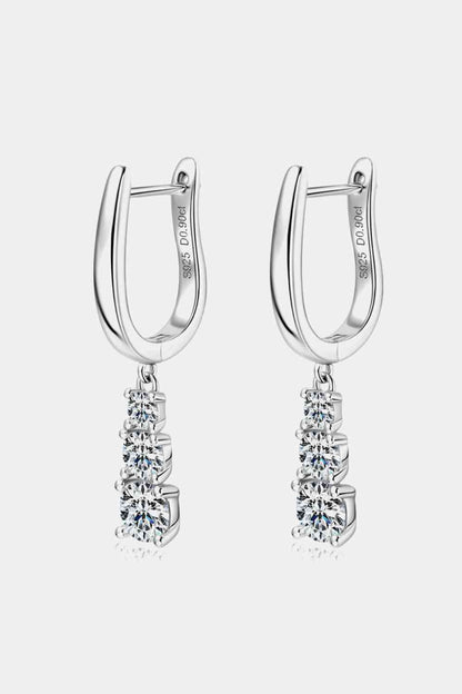 Boucles d'oreilles pendantes en argent sterling 925 moissanite 1,8 carat