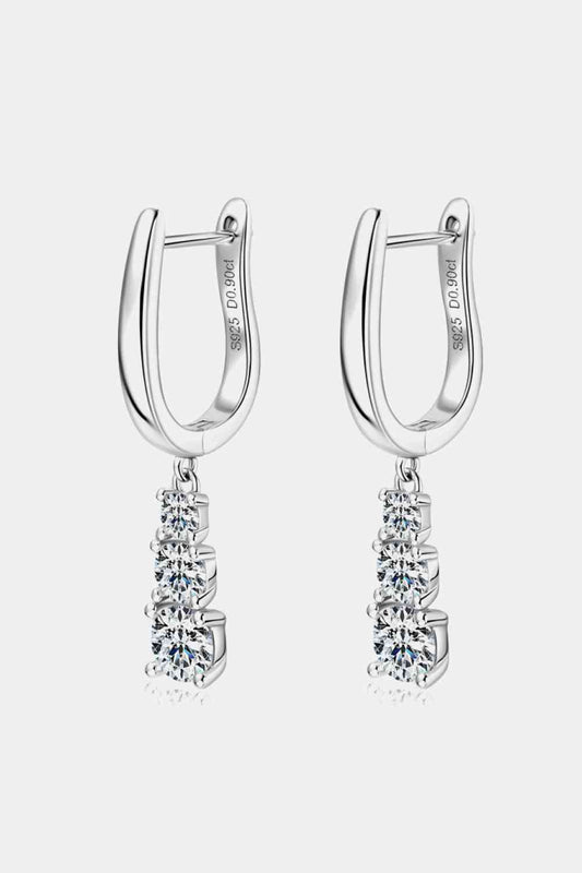 Boucles d'oreilles pendantes en argent sterling 925 moissanite 1,8 carat