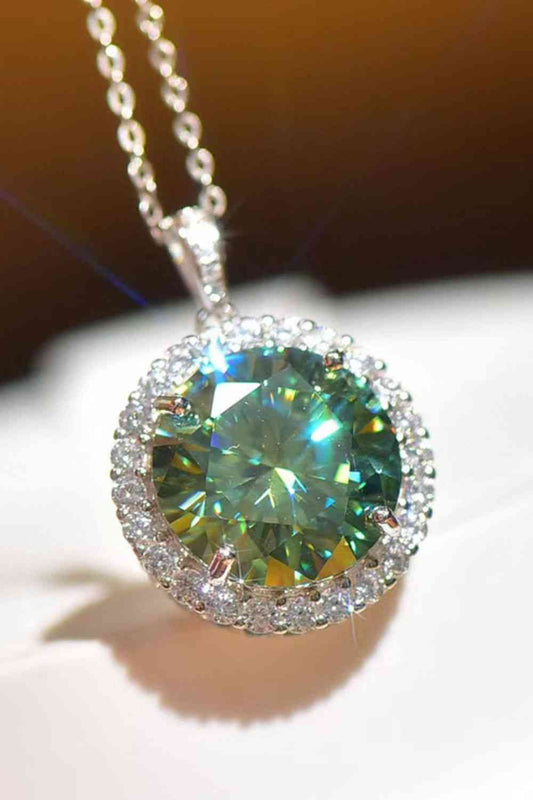 10 Carat Moissanite Pendant Platinum-Plated Necklace