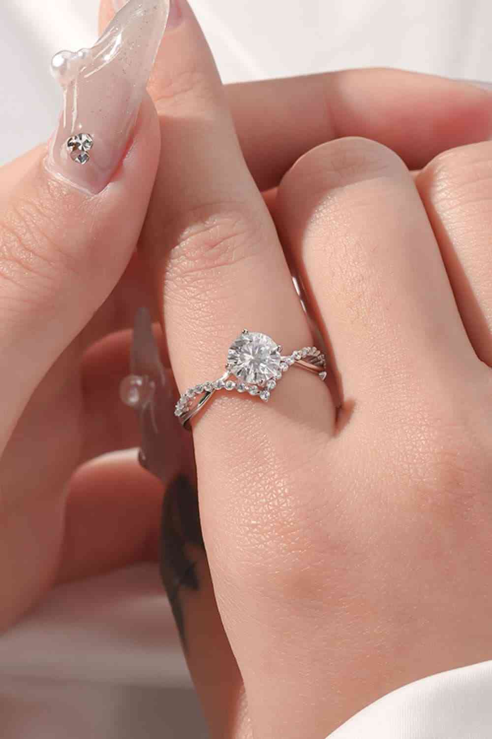 Bague en argent sterling 925 moissanite 1 carat