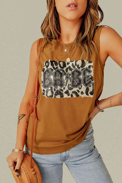 Camiseta sin mangas con estampado de leopardo BABE