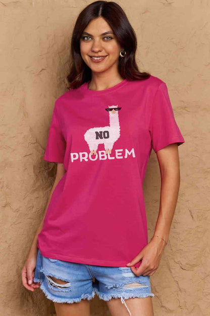 Simply Love T-shirt en coton graphique NO PROBLEM pleine taille