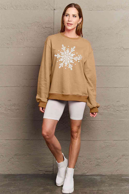 Simply Love - Sweat-shirt avec motif flocon de neige pleine taille