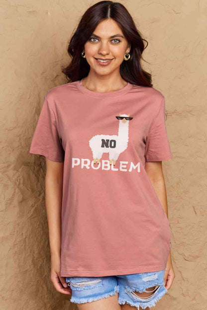 Camiseta de algodón con gráfico NO PROBLEM de tamaño completo de Simply Love