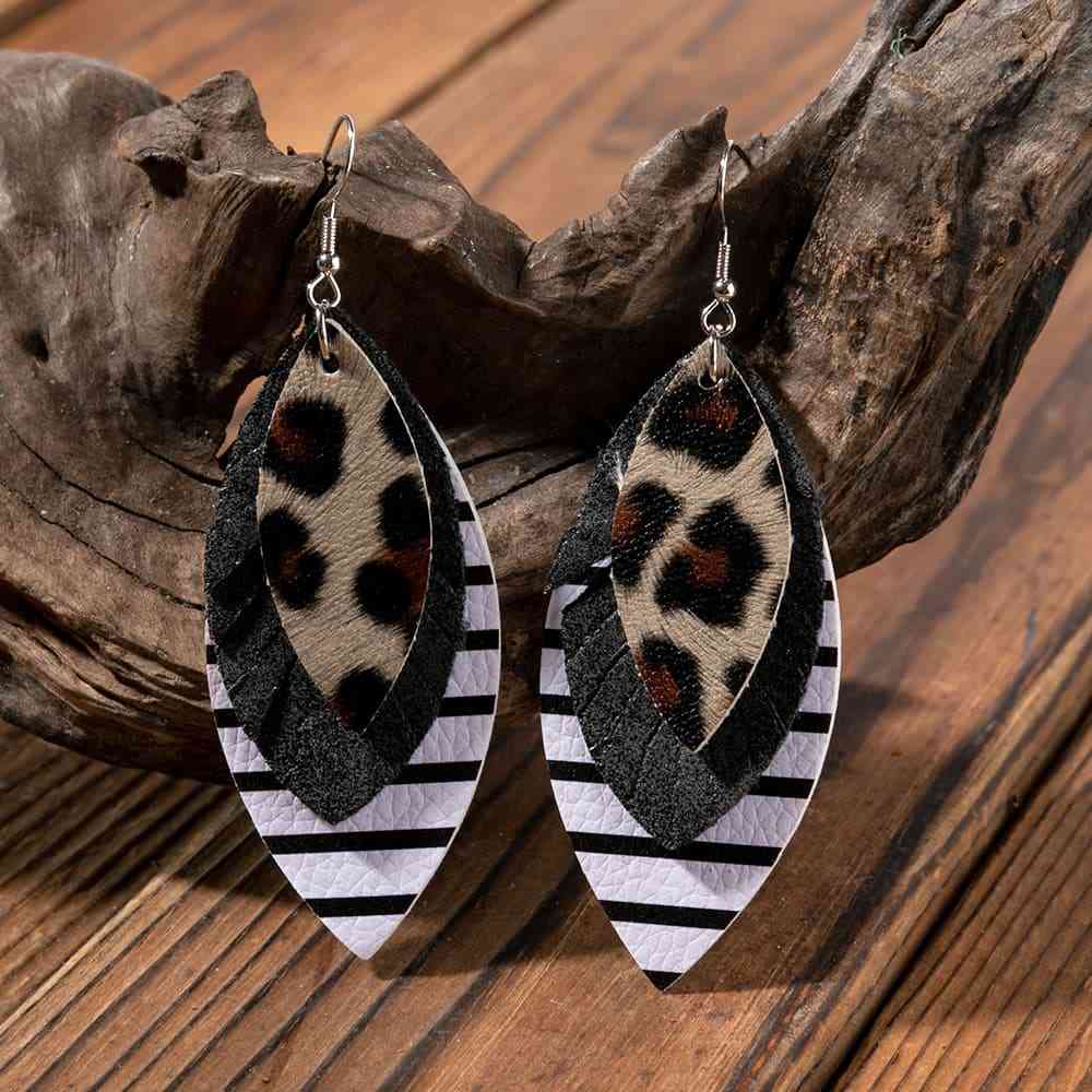 Boucles d'oreilles pendantes en cuir PU