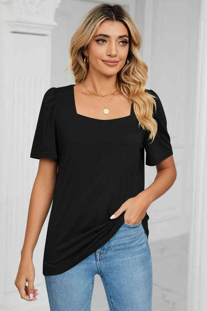 Square Neck Puff Sleeve T-Shirt