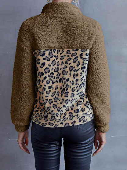 Sudadera teddy con estampado de leopardo