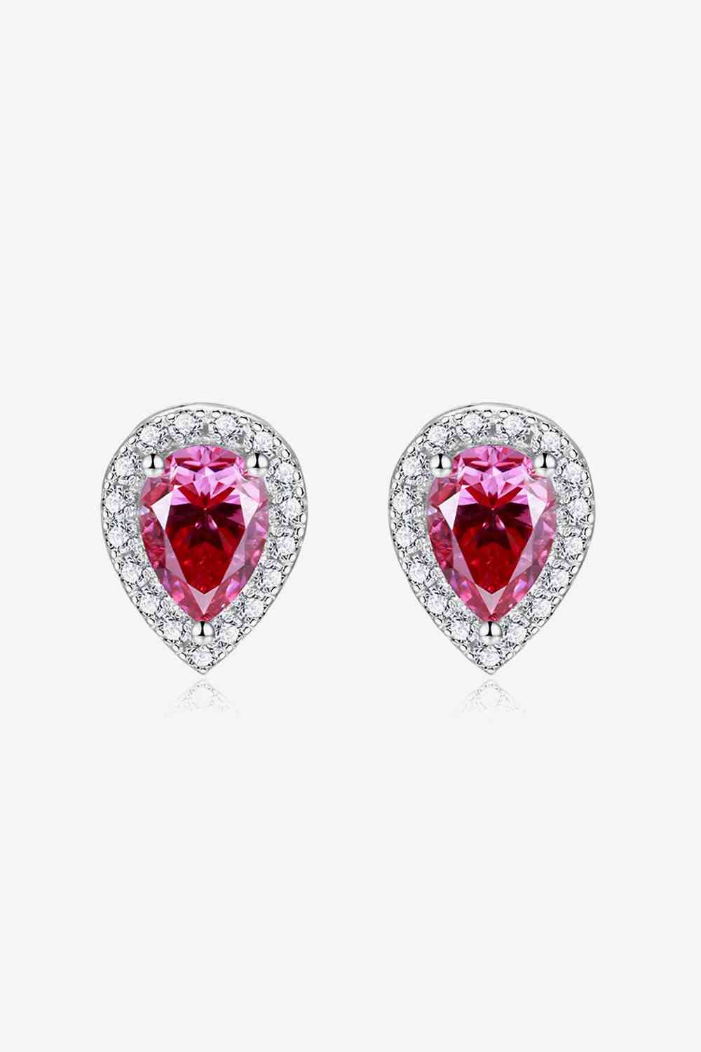 Boucles d'oreilles à tige en forme de larme de moissanite de 2 carats en rose