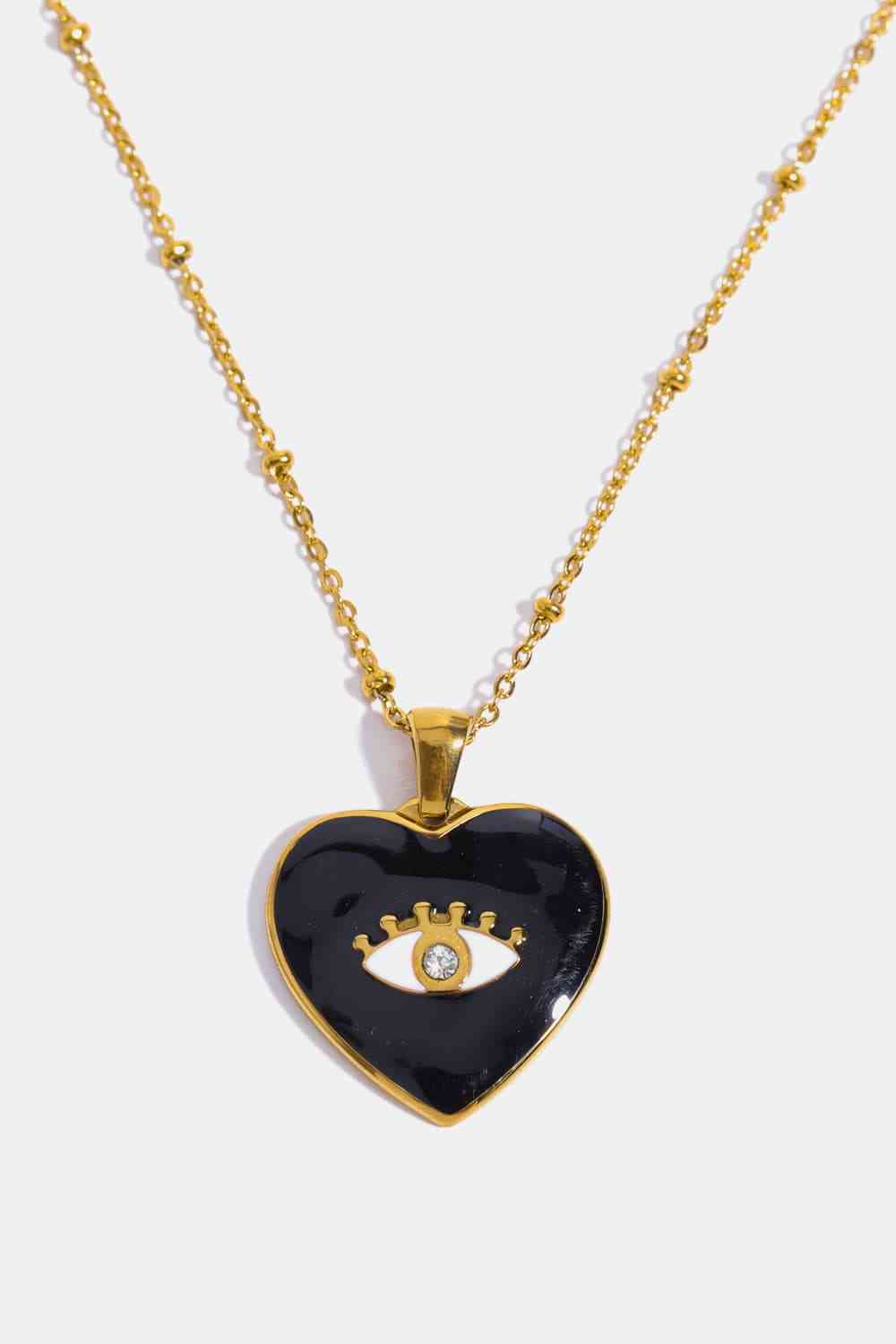 Heart & Evil Eye Shape 18K Gold Plated Pendant Necklace