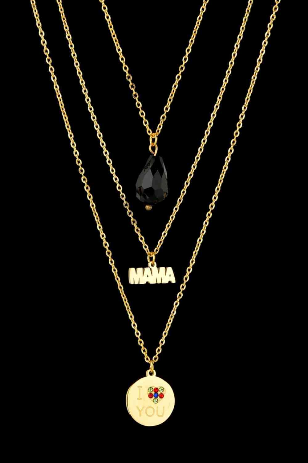 Oferta combinada con colgante chapado en oro de 18 quilates MAMA I LOVE YOU de triple capa