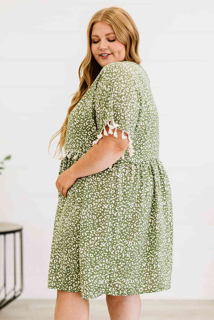 Robe Léopard Imprimée à Franges de Grande Taille