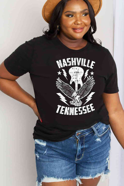 Simply Love Simply Love T-shirt en coton graphique NASHVILLE TENNESSEE pleine taille