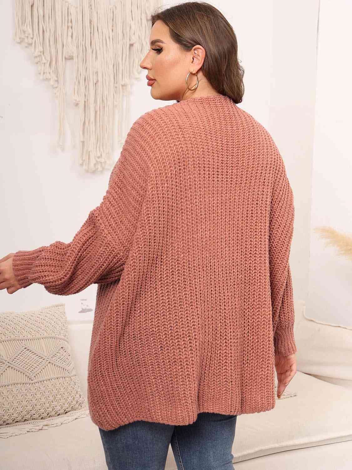 Cardigan en tricot ouvert sur le devant à épaules tombantes de grande taille