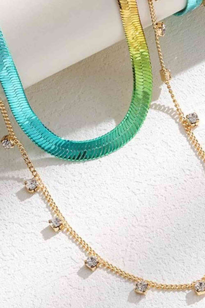 Collier double couche à chaîne à chevrons dégradé