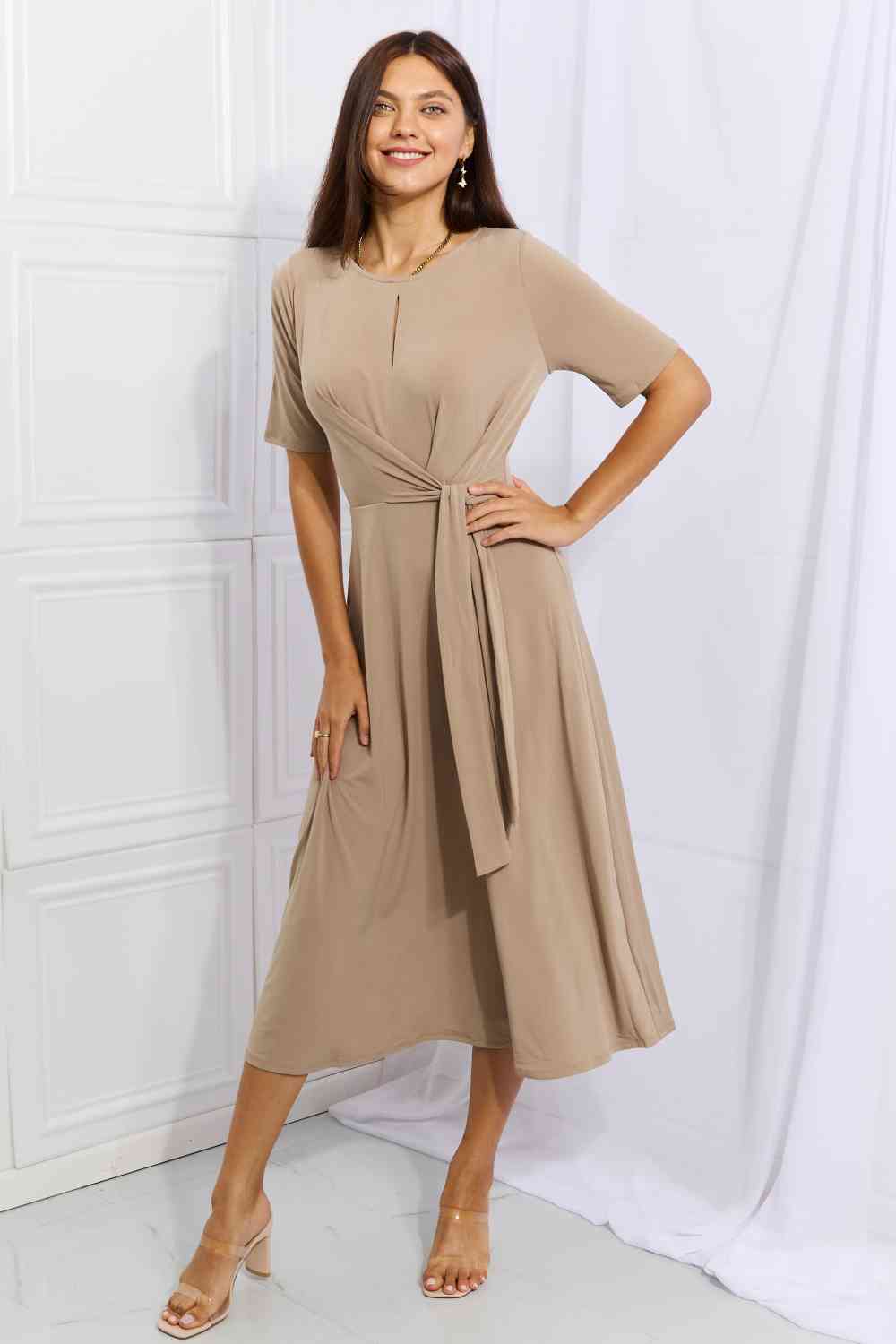 OneTheLand Put In Work Wrap Knit Midi Dress