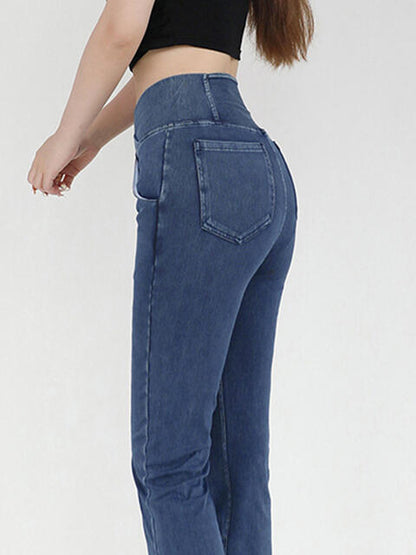 Jeans bootcut con cintura ancha y bolsillos