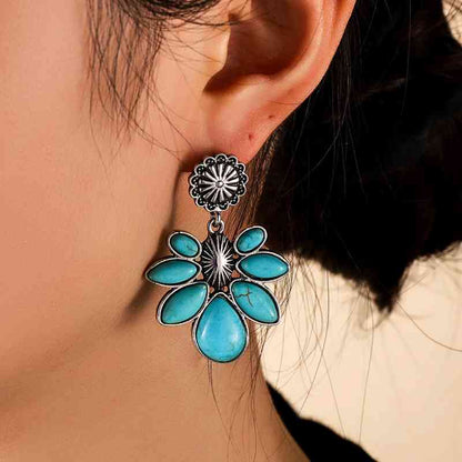 Boucles d'oreilles à fleurs turquoise artificielles