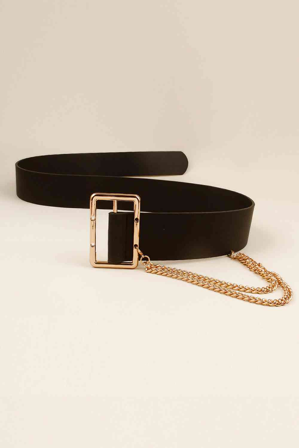 Ceinture large en cuir PU avec chaîne