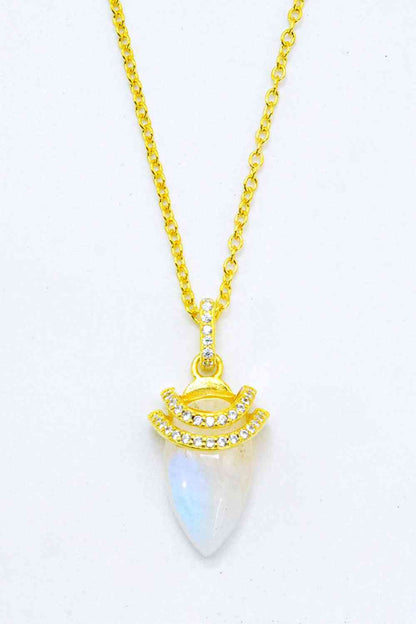 18K Gold-Plated Moonstone Pendant Necklace