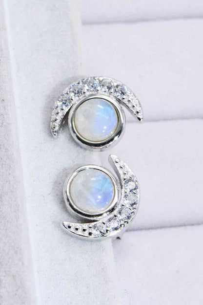 925 Sterling Silver Moonstone Stud Earrings