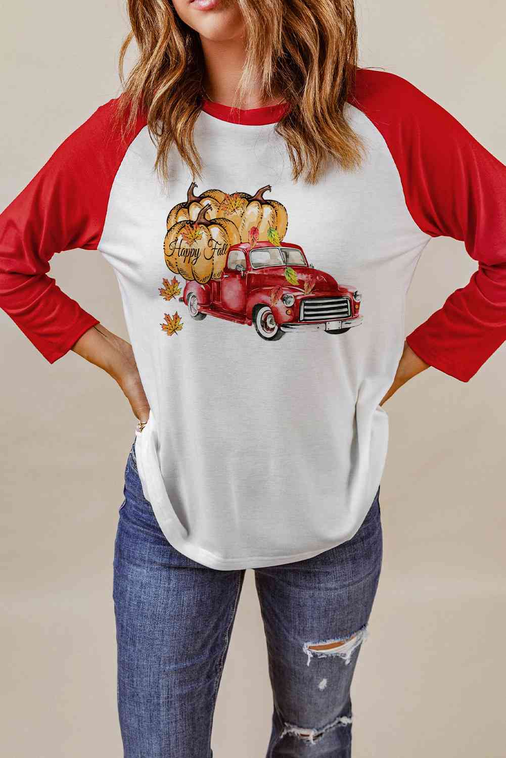 HAPPY FALL T-shirt graphique à manches raglan