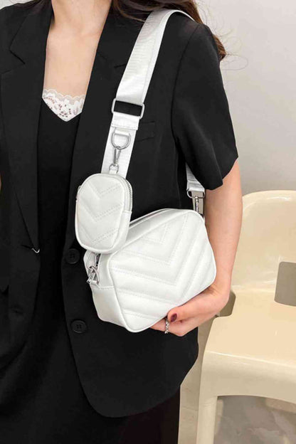 Sac à bandoulière en cuir PU adoré avec petit sac à main