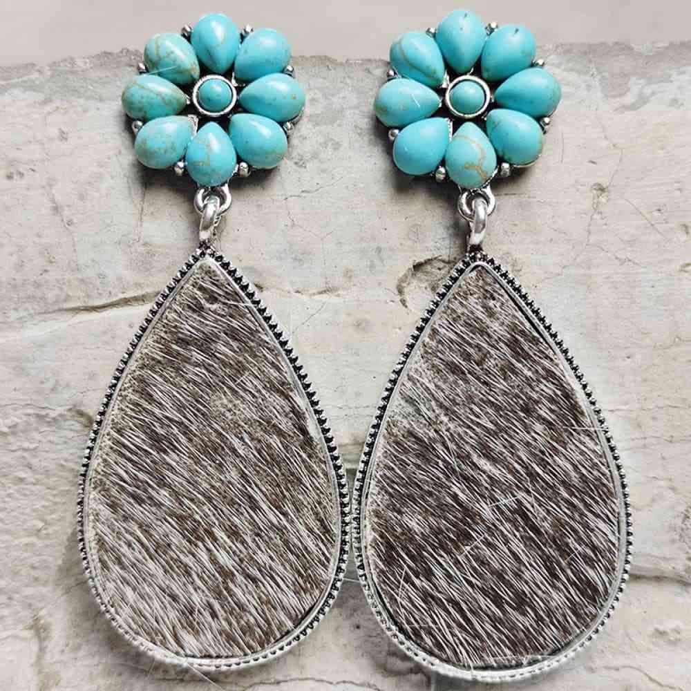 Boucles d'oreilles en forme de goutte de fleur turquoise