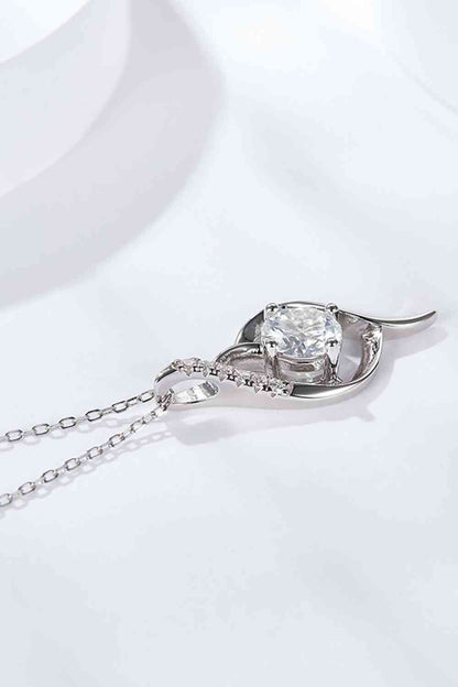 Collier pendentif moissanite 1 carat plaqué platine