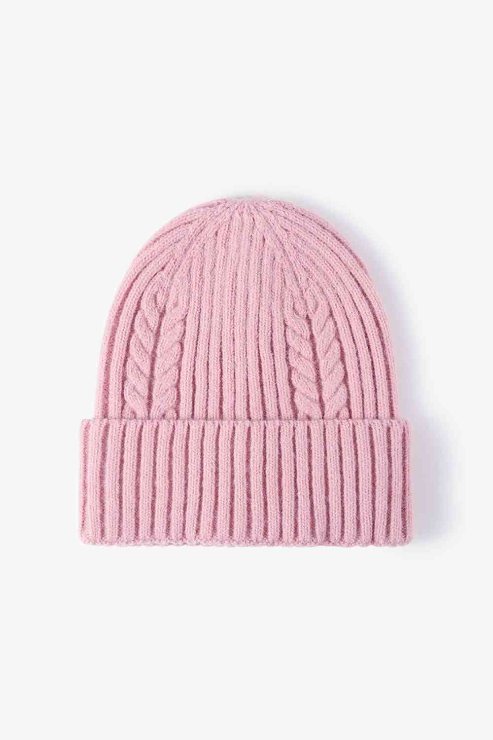 Gorro con puños de punto trenzado