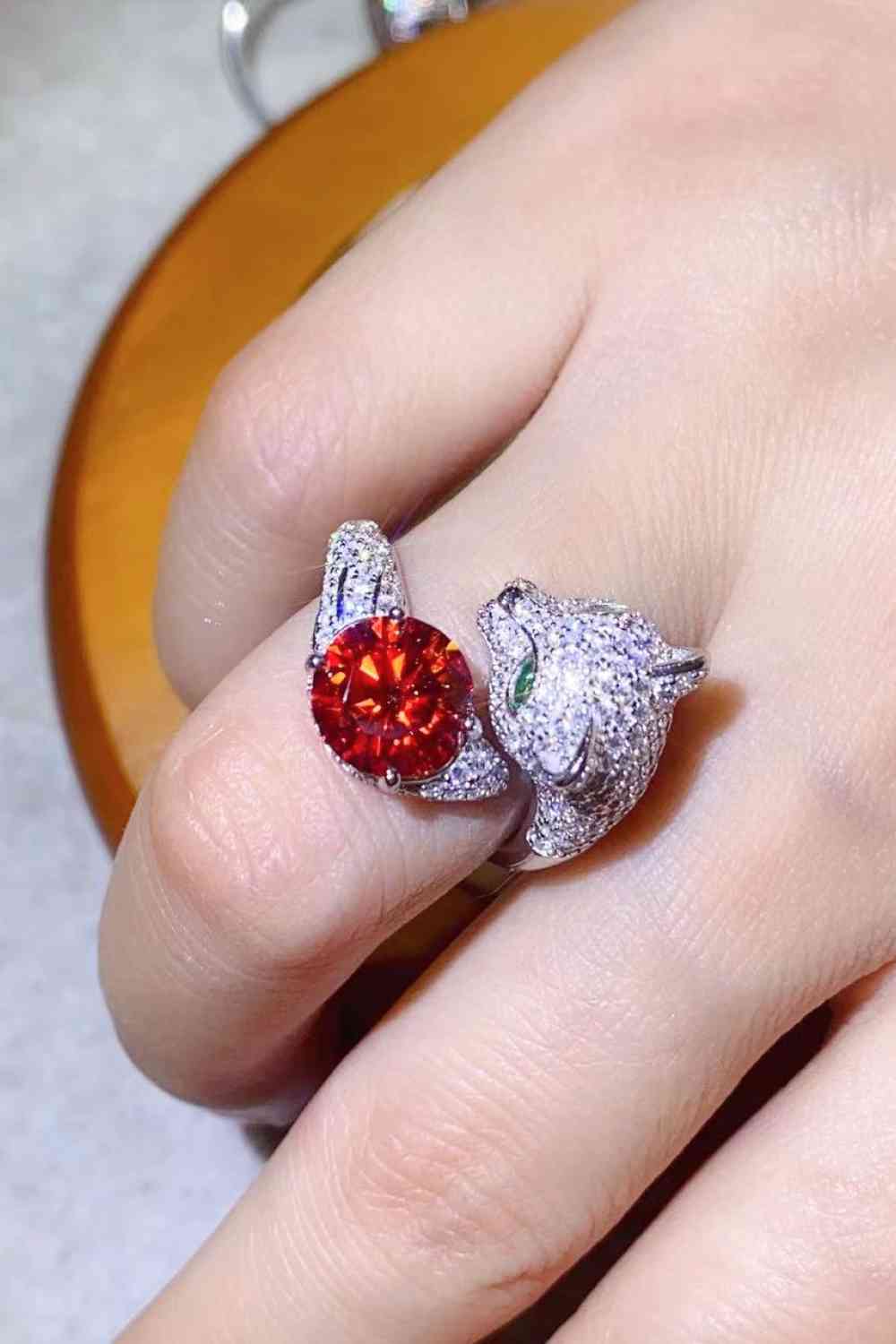 Anillo animal ajustable de moissanita de 2 quilates