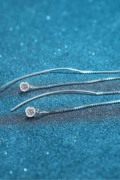 Boucles d'oreilles enfileur en argent sterling 925 Moissanite