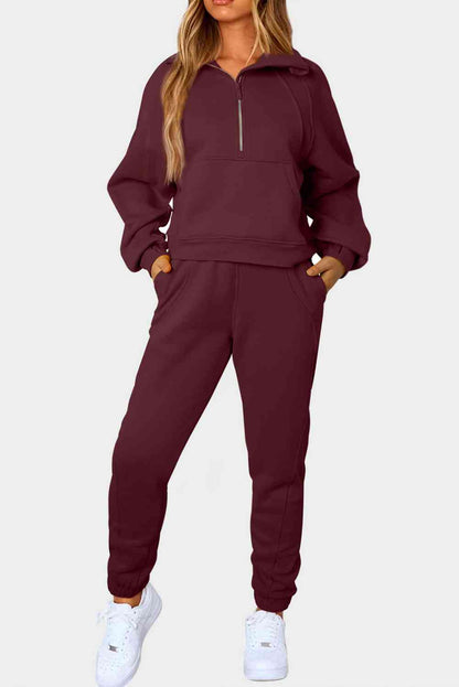 Ensemble de sport demi-zip avec poches