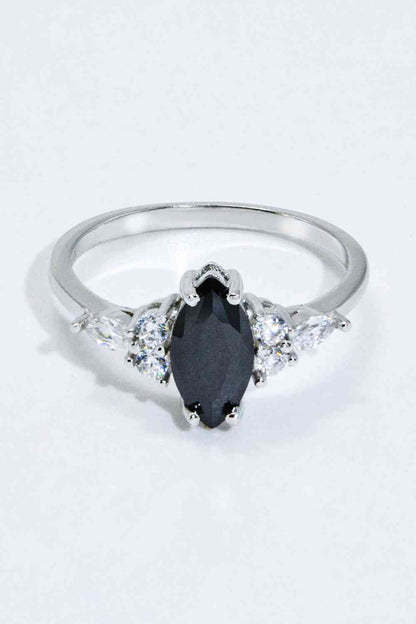 Anillo de ágata negra de plata de ley 925