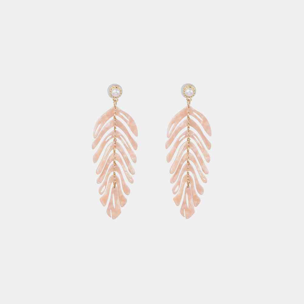 Boucles d'oreilles pendantes en forme de feuille