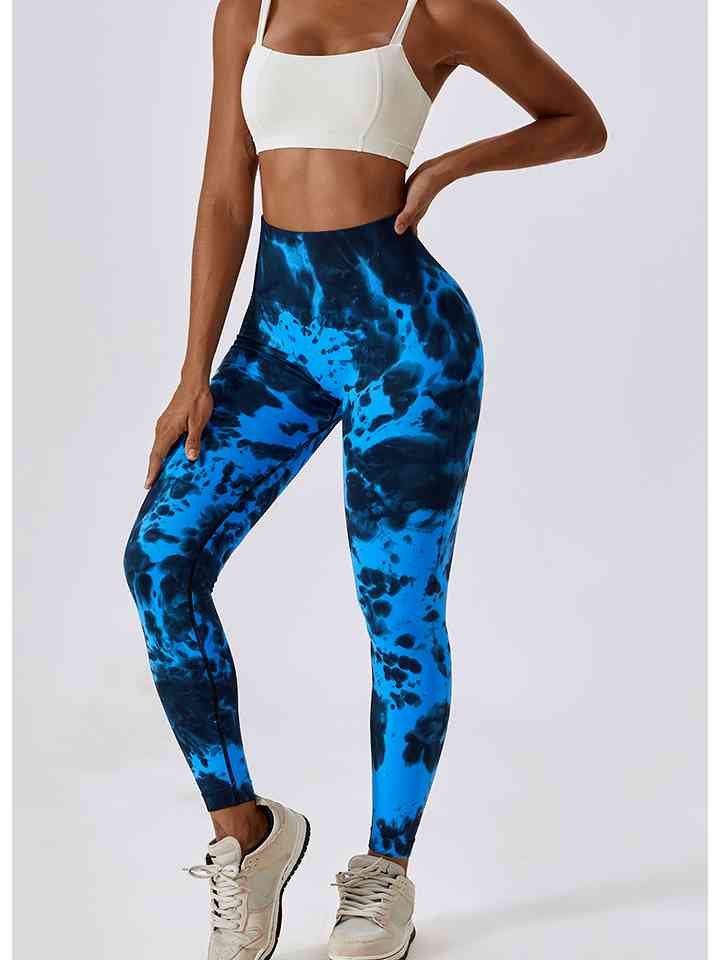 Leggings actifs à large ceinture tie-dye