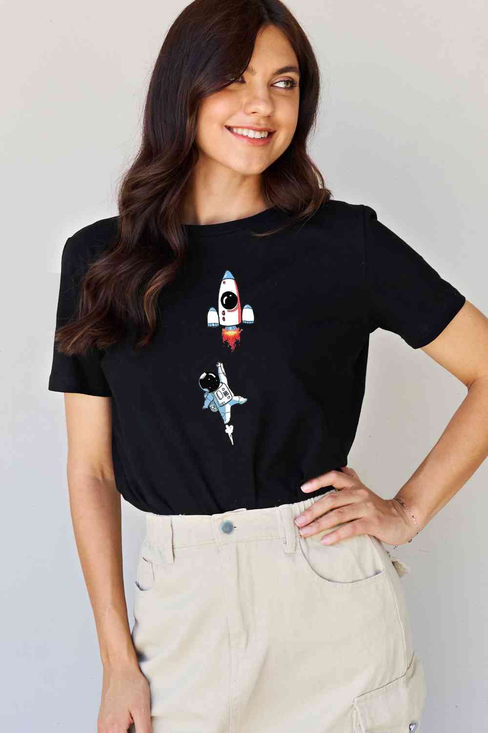 Simply Love T-shirt en coton avec image d'astronaute pleine taille