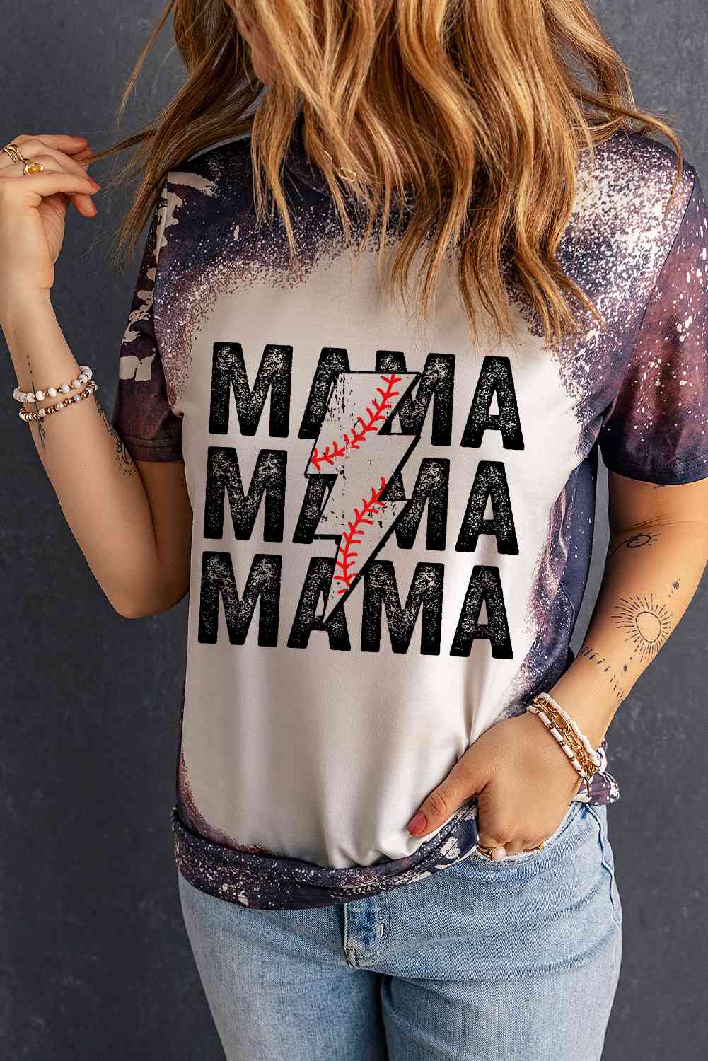 Camiseta con cuello redondo y estampado MAMA