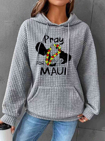 Sudadera con capucha y cordón gráfico PRAY FOR MAUI de tamaño completo