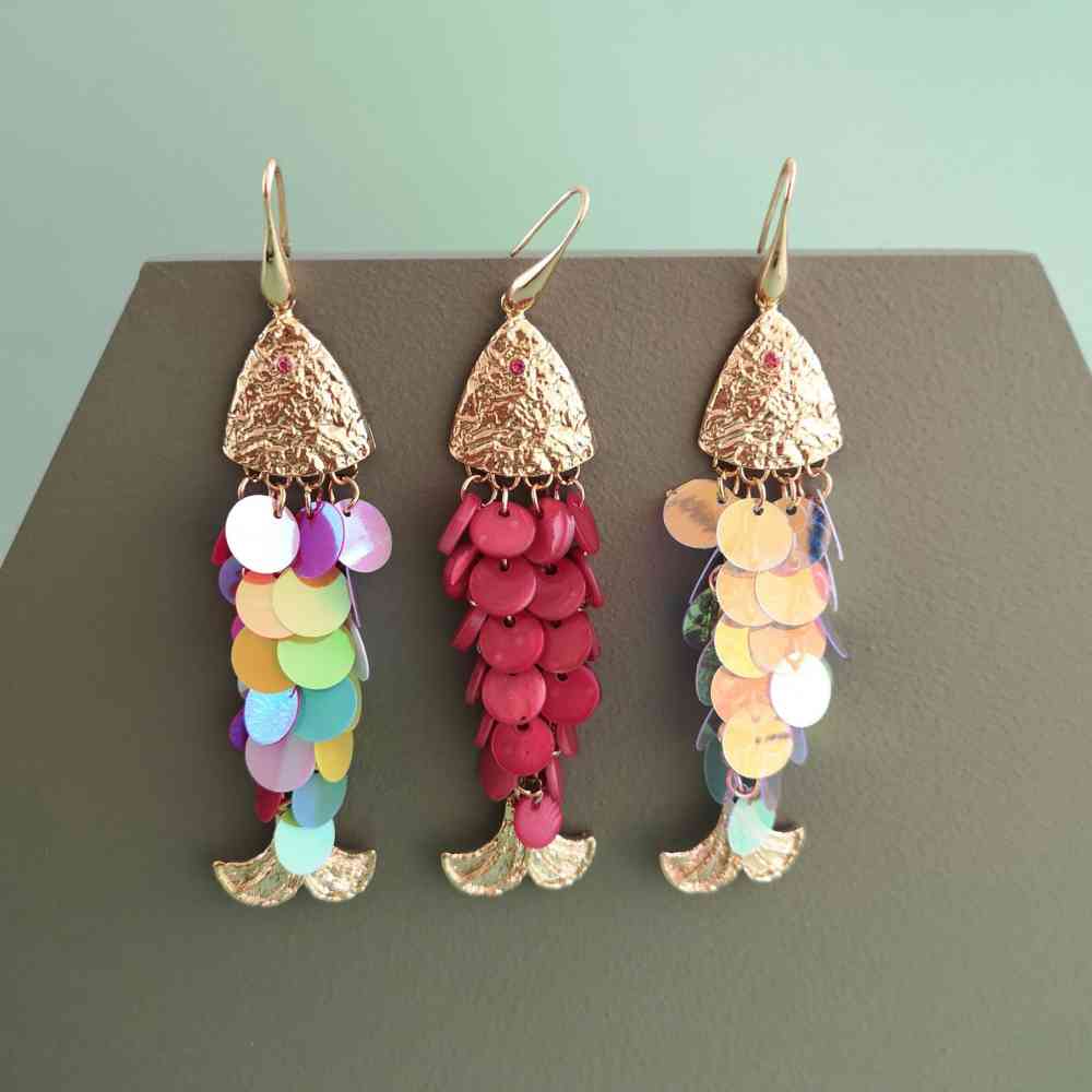 Boucles d'oreilles pendantes en forme de poisson