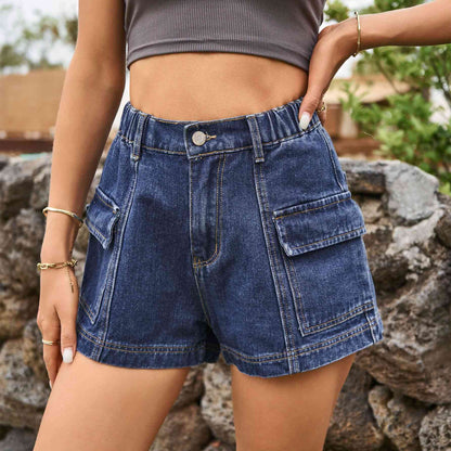 Short en jean taille haute avec poches