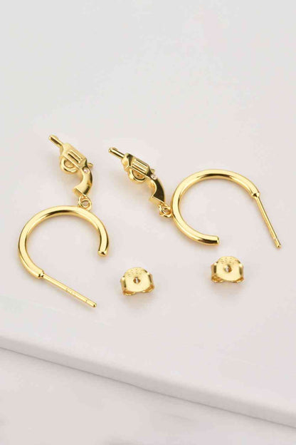 925 Sterling Silver C-Hoop Gun Drop Earrings