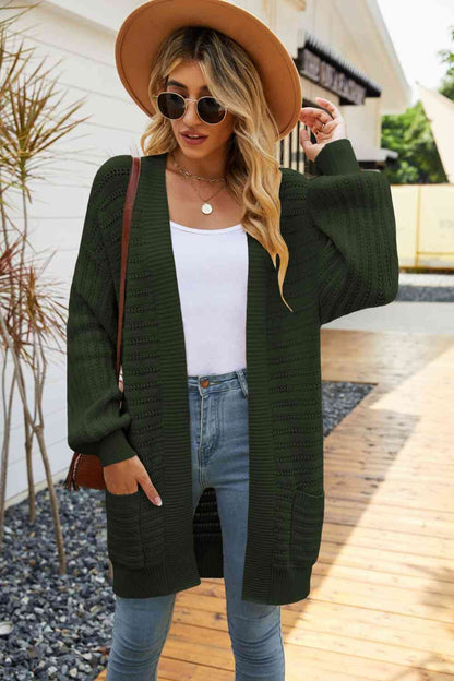 Open Front Dropped Shoulder Cardigan