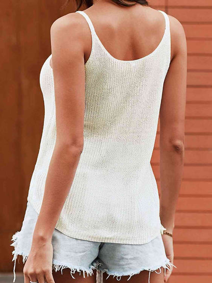 Camisole à col rond en tricot gaufré