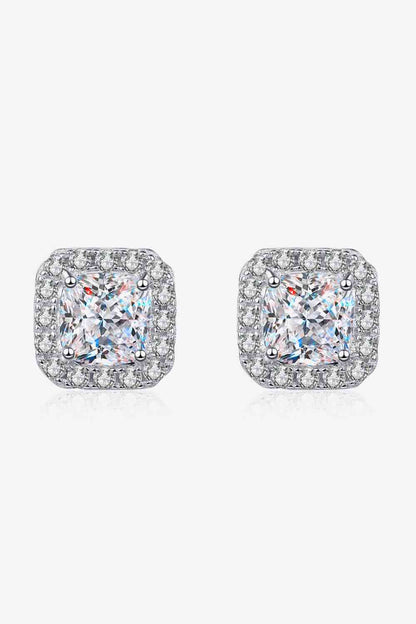 Boucles d'oreilles carrées en moissanite incrustée de 2 carats en argent sterling 925