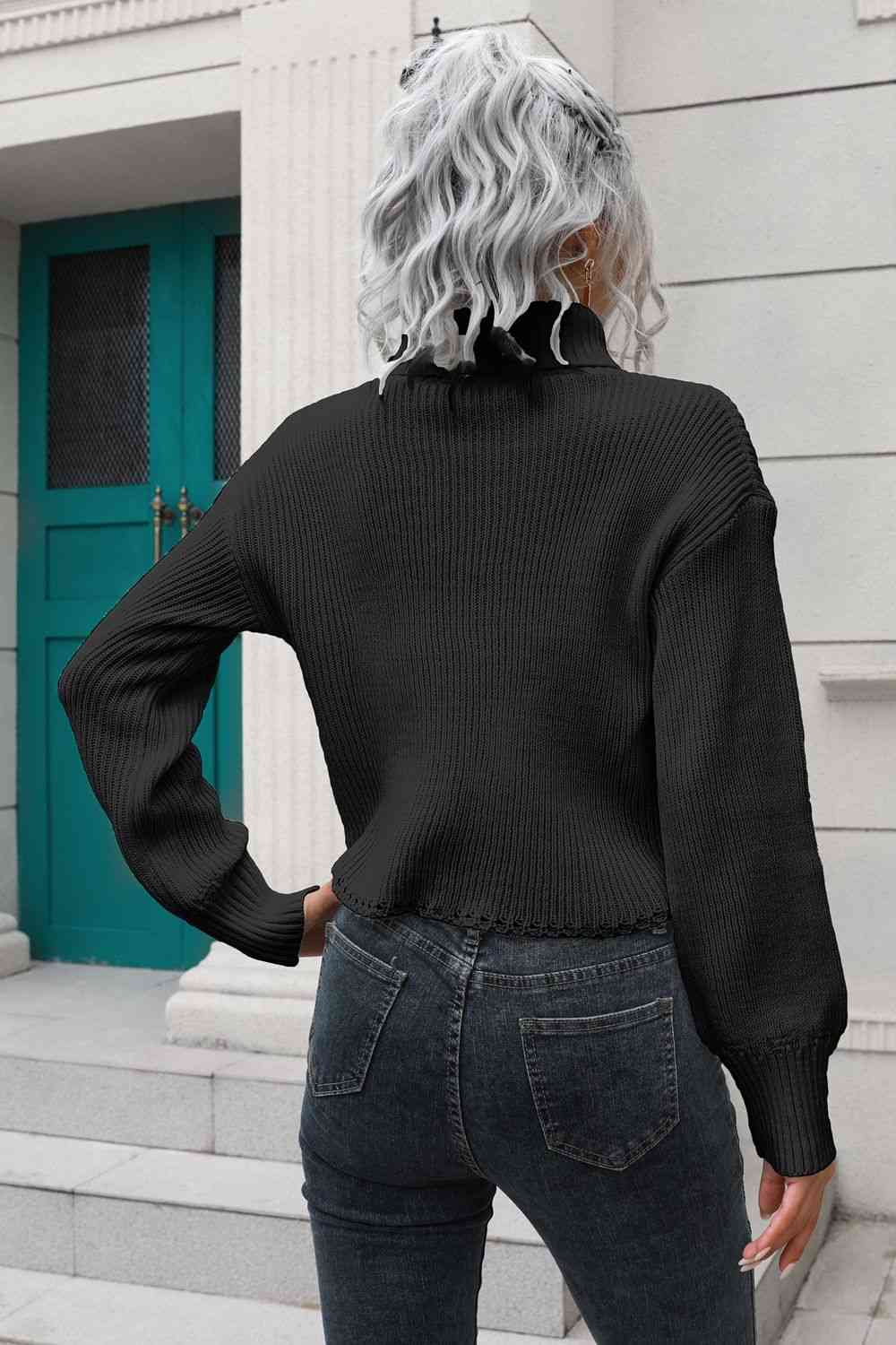 Turtleneck Dropped Shoulder Sweater