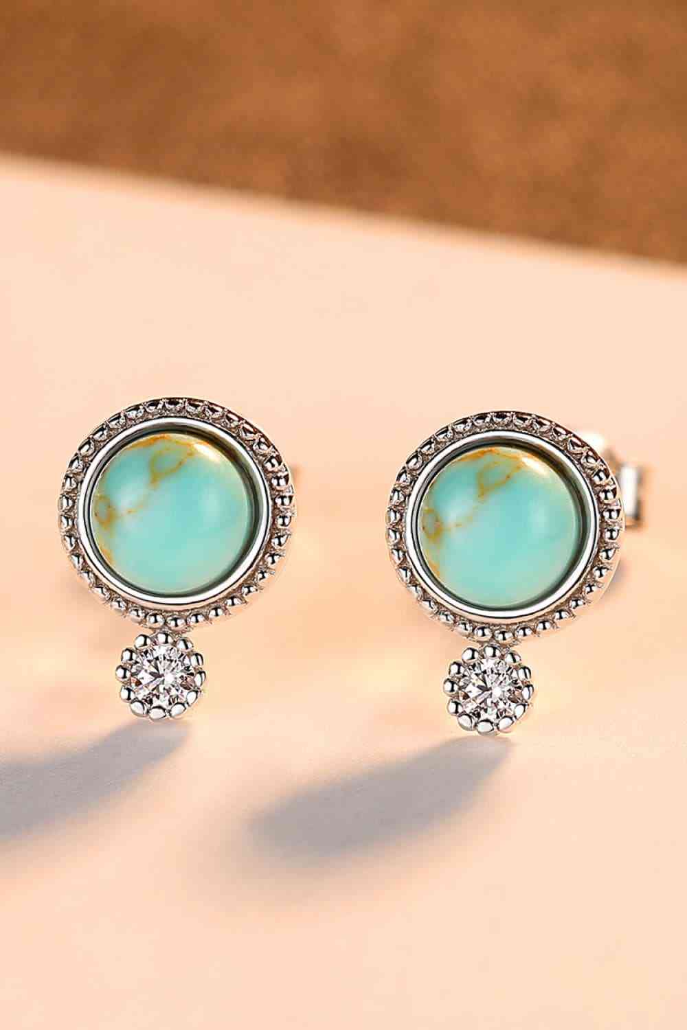 Boucles d'oreilles plaquées platine turquoise